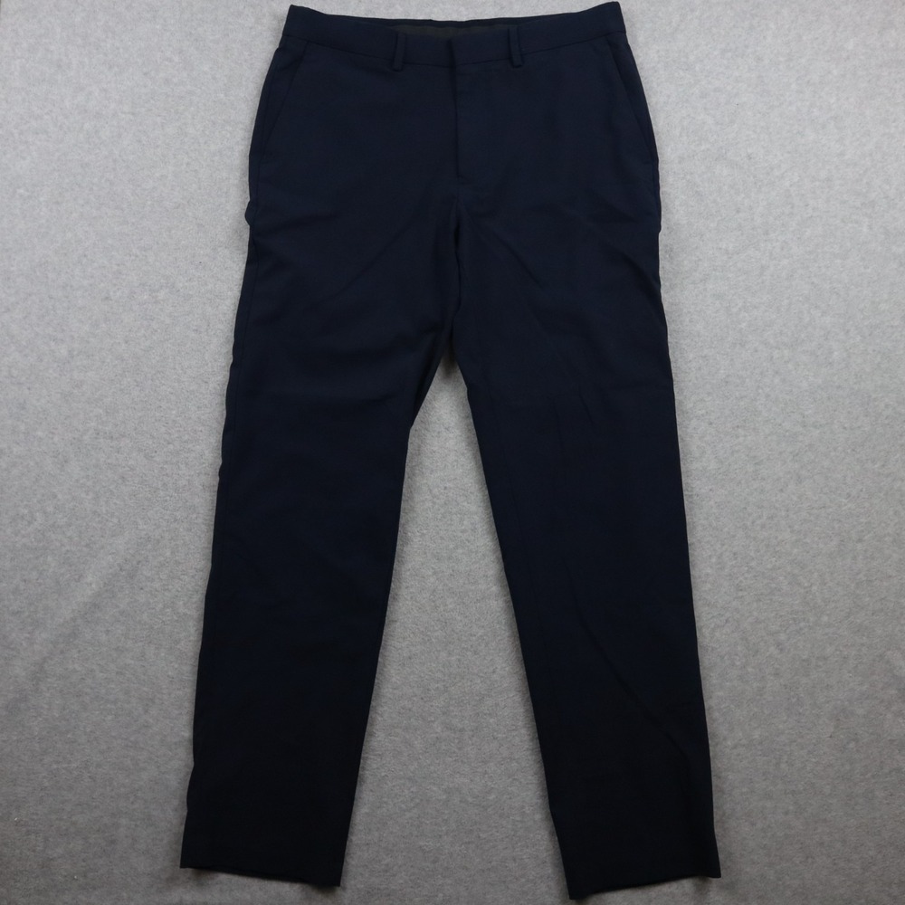 JM Haggar Pants Mens 34x32 Slim Fit Dress Suit Business Formal Flat Front Blue